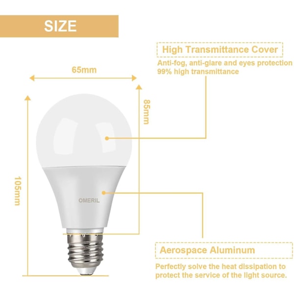Farvede LED-pærer, RGBW Dæmpbare LED-pærer E27 Fjernbetjening Stemningslys Med Hukommelse Og Timerfunktion, 7 Lysstyrkeniveauer Til Hjemmet/d  (LGL)