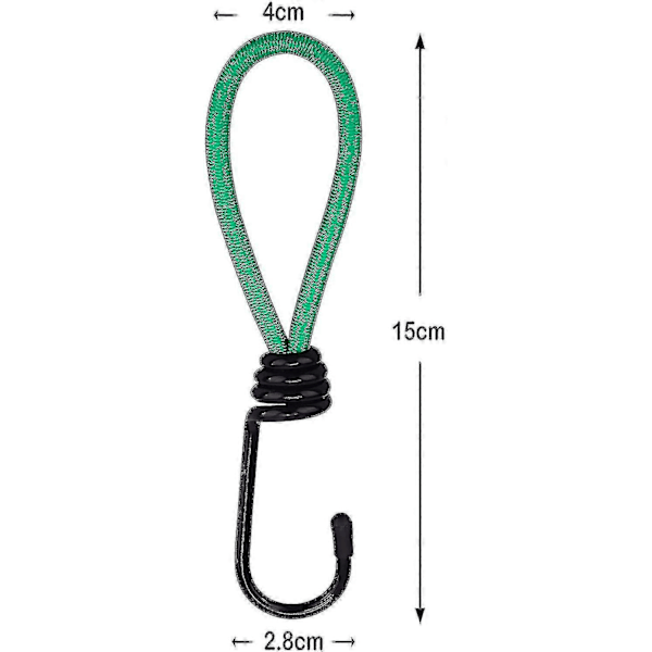 12 stk. Krogstrammer, presenningsstrammer krog bungee-strammere camping med krog, elastisk webbing (LGL)
