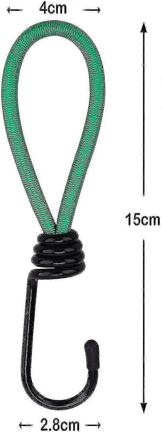 12 stk. krokstrammer, presenningsstrammer krok strikkstrammere camping med krok, elastisk webbing (LGL)