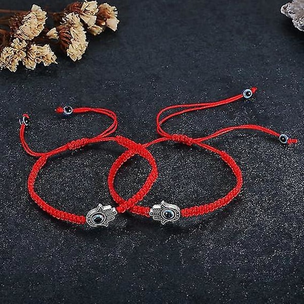 2PCS Onde Øje Armbånd Sæt til Kvinder Piger Rød Sort Tråd Flettet Hamsa Hånd af Fatima Amulet Armbånd Lykke Smykker [LGL]