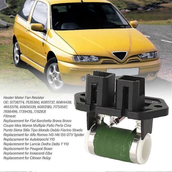 Varmeblæsermotor Modstand 51736774 Nem Installation Blæsermodstand Udskiftning til Fiat Barchetta Brava Bravo LGL