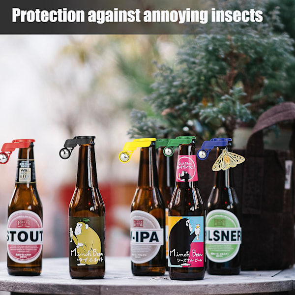 Helautomatiske ølkapsler for flasker - Flerfarget flaskekapsel med insektsbeskyttelse, gjenbrukbar og allsidig [L] 5pcs