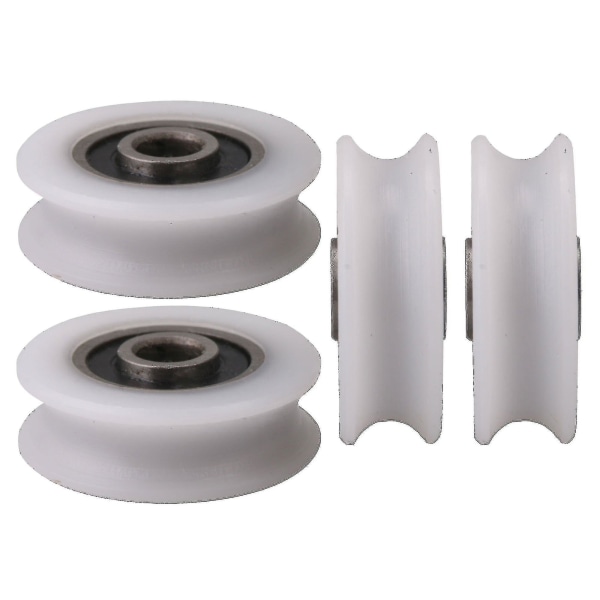 4pcs 4x20x6.5x7.4mm White Inner Dia 4mm U-groove Nylon Pulley Wheel Compatible Sliding Door [LGL]