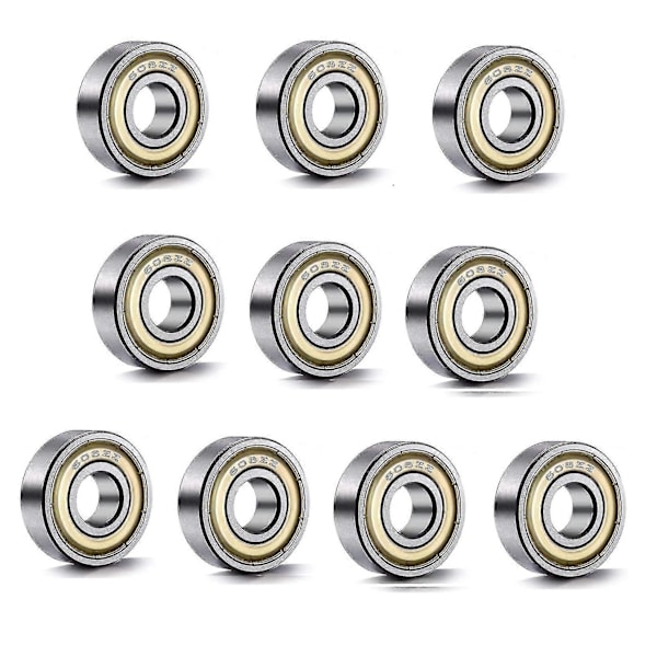 608 Zz Kuglelejer (10 stk.), Metal Dobbelt Skærmet Miniature Dybe Rille Skateboard Kuglelejer (8x22x7mm) (LGL)