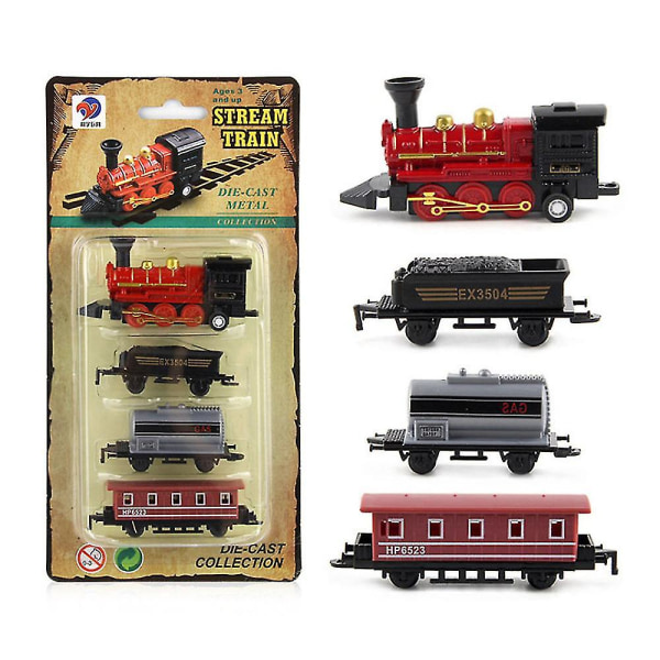 Mini Retro Steam Train Toy Kit Pull Back Simulering Steam Train Model Leksaker Födelsedagspresent för barn Pojkar Flickor[GL] Red