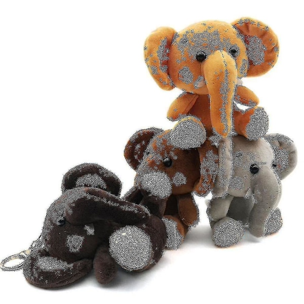 Mini elefant plys bamse nøglering nøgleholder taske pynt Dark Grey