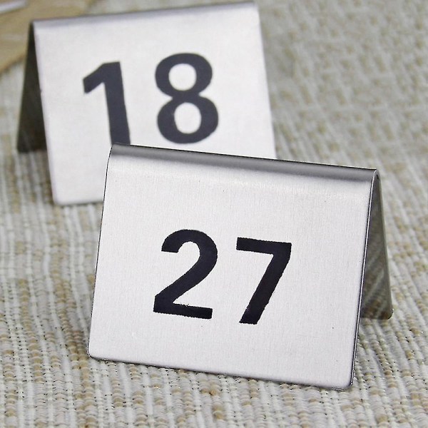 25 st bordsnummer i rostfritt stål med stabil bas, multifunktionell nummerskylt för restaurang, hotell, kafé, bar [LGL] 26-50