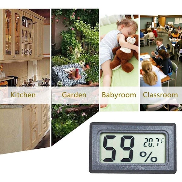 INF Mini LCD Hygrometer / Termometer Grå (LGL)