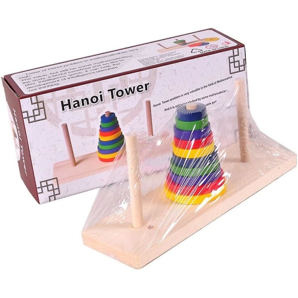Lautapeli Puinen Brain Puzzle Tower of Hanoi Classic Tower River Bamboo Unlock Puzzle