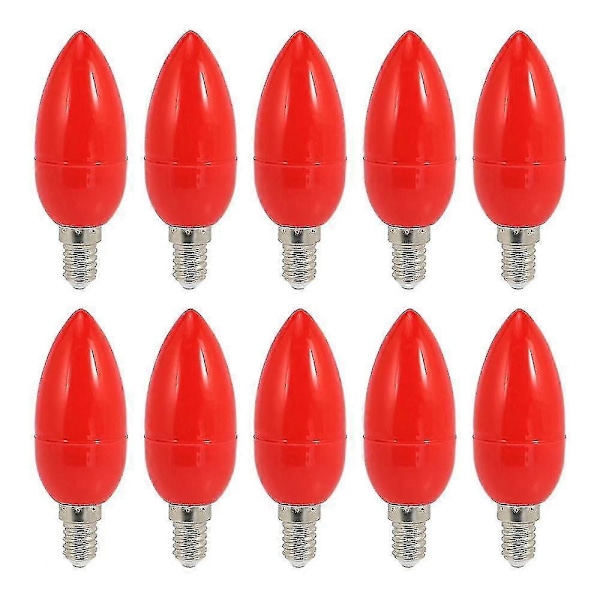 10x LED Lyslys Pære Lyspærer Rød Lykke Lampe Gud Lys Energibesparende Lyslys, e14 (LGL)