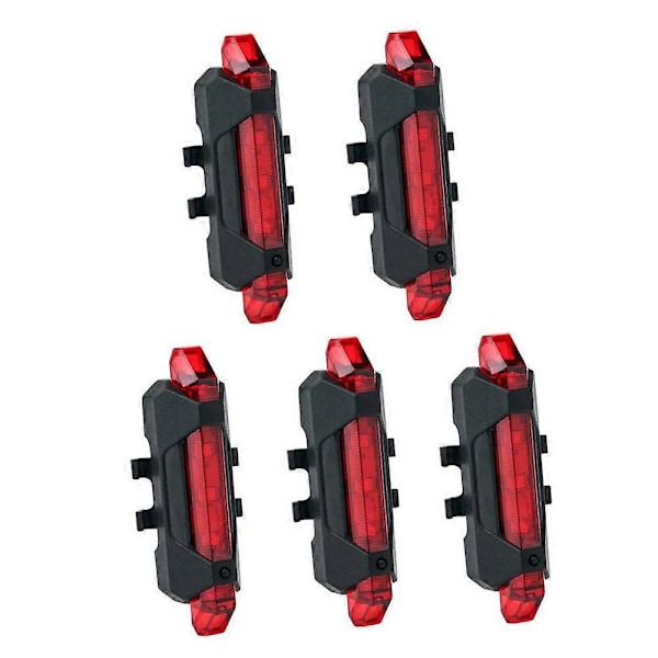 1/3/5 STK Cykel Baglygte USB Genopladelig Vandtæt MTB Landevejscykling Sikkerhedsadvarsel Baglygte Lampe Lygte Cykeltilbehør LGL 5 Pieces Red