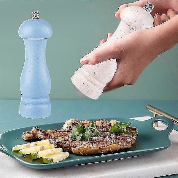 Högkvalitativ Salt- och Pepparkvarn i Ekträ med Justerbar Grovlek och Påfyllningsbar - GOOD LGL Off-white- light sea blue  col