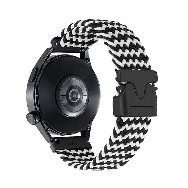 Snap Button Nylon Flettet Urrem (LGL) Wave Pattern Black White 20mm
