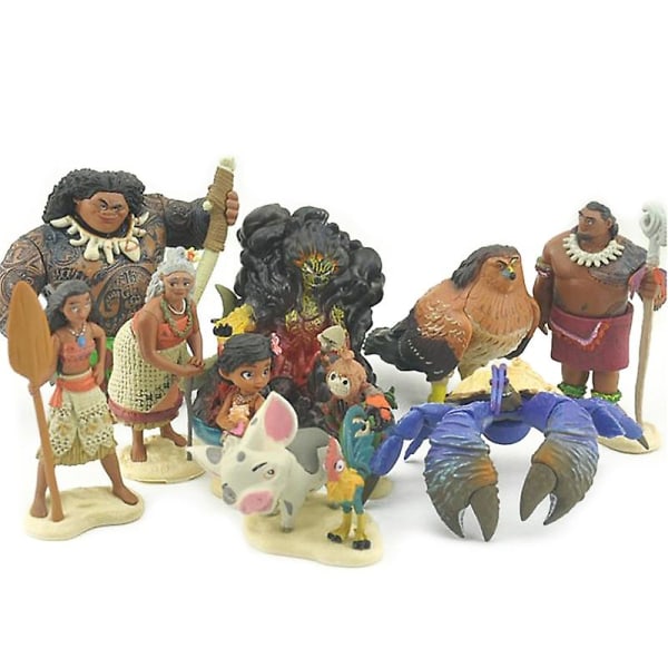 10 stk Princess Moana Mini Figurer Sett Leke, Moana Dukke Med Maui Demigod Dukke Gaveeske Til Jenter Fra 3 År Og Oppover[GL] 10pcs