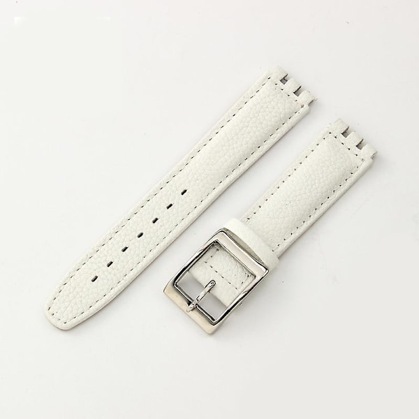 Aito nahkaranneke Swatch-kelloihin YCS YAS YGS rannekoru 17mm kovera liitäntä LGL White