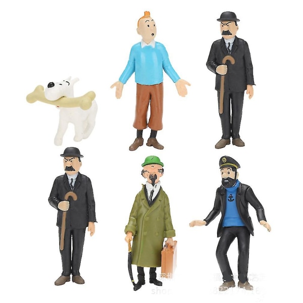 6 stk. Tintin figur legetøj model