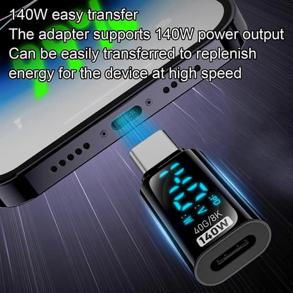 Digital Display PD 100W USB-C til Type-C Adapter Type-C Hann til Hunn Konverter (LGL)