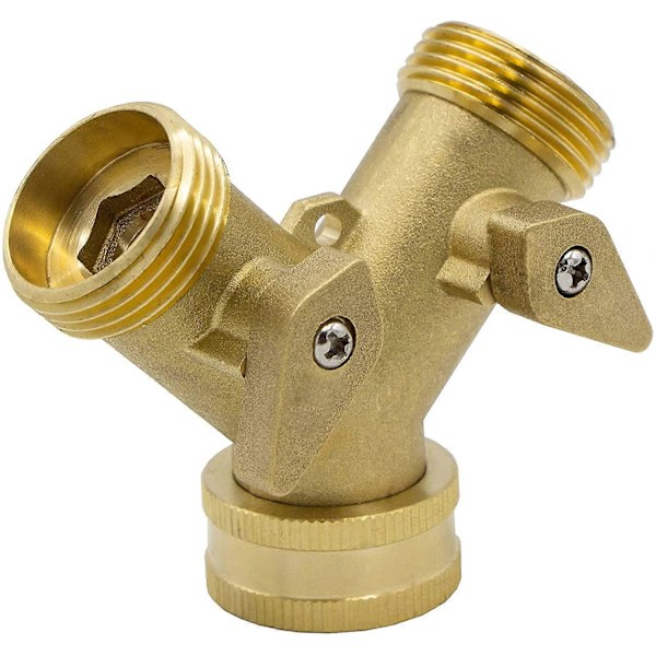 10964 2-veis Y-fordeler, 3/4\" hann, messing, med stengeventiler (LGL)