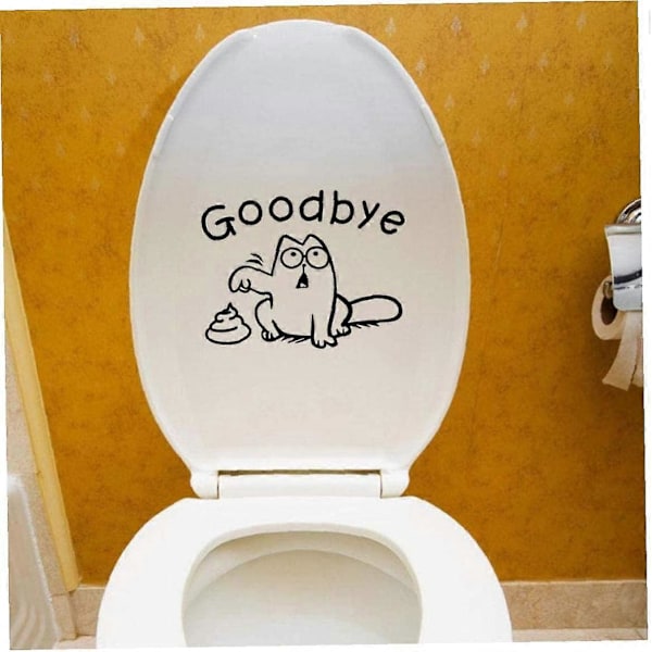 Veggklistremerke Toalett \"Goodbye\" Toalett Katt Klistremerker for Vask Baderomsdekor Toalettsete (LGL)