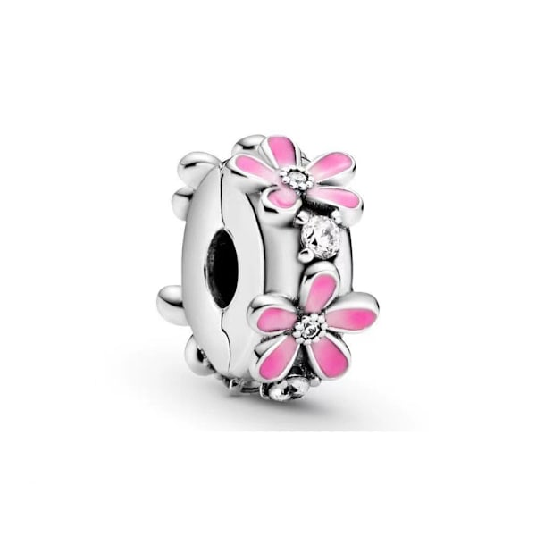 Ægte Pandora S925 Herre- og Dame Sterling Sølv Pink Daisy Clip Charm (LGL)