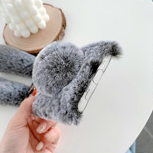 Kaninformet Fluffy Fur Belagt TPU Telefon Cover Shell til Samsung Galaxy S21 5G/4G LGL Multicolor Style C