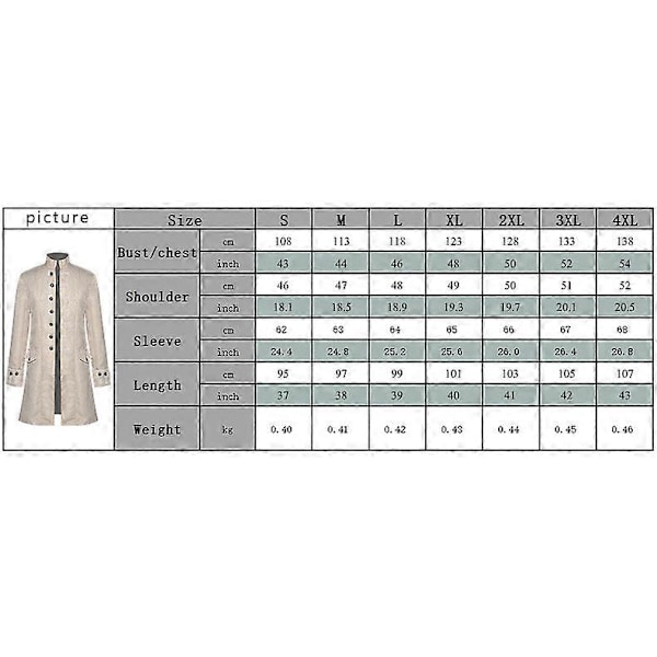 Herre Frakke Mode Steampunk Retro Herre Uniform Karneval Stand-up Krave Kostume LGL Black M