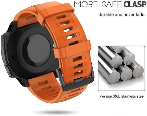 Kellon ranneke pehmeä silikoni Garmin Instinct 2 Solar Tactical vedenpitävä oranssi (LGL)
