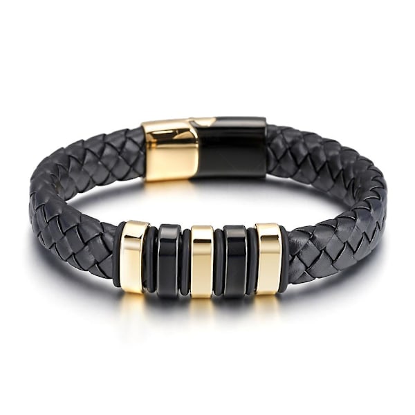 Rustfritt stål lærvevd armbånd titan stål magnetisk armbånd herre gaver LGL B