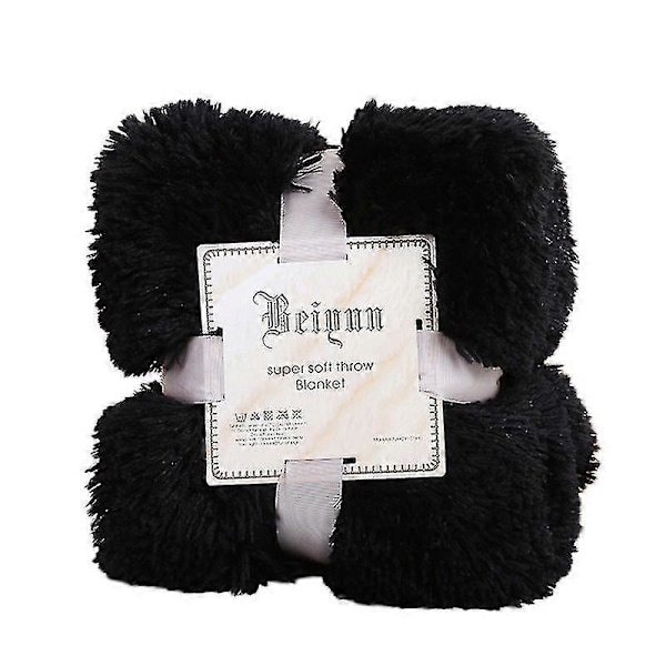 80x120cm Blød Fluffy Shaggy Varm Senge Sofa Sengetæppe Sengetøj Lagen Kastetæppe Qinhai-Høj Kvalitet LGL Black