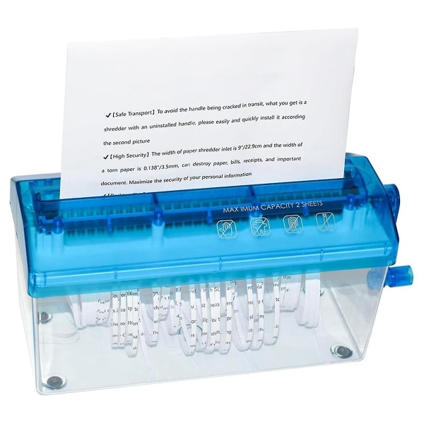 Standard A4 papir-håndmakulator Bærbar papirmakulator Manuel makuleringsmaskine Dokumenter Papirklipning også