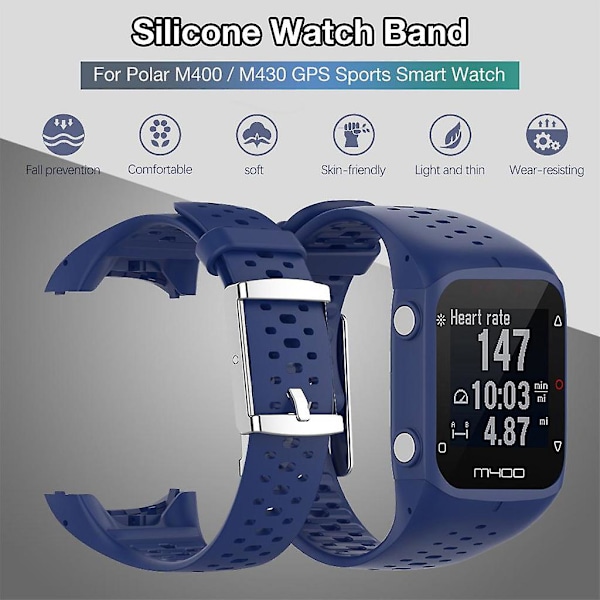 til Polar M400 M430 remme justerbart urarmbånd silikone smartwatch-rem [GGL]