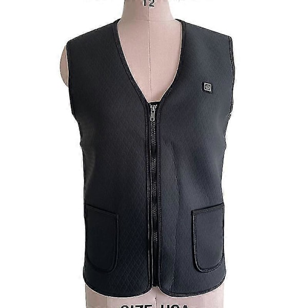 Laddningsväst Värme Lammfleece Väst Herr Varm Jacka LGL Black 2XL