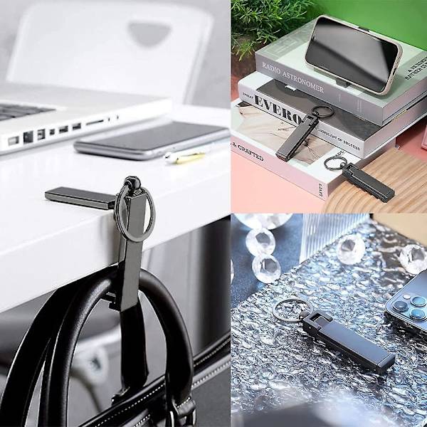 Taskeholder til bord, sølv, 7,4*1,8*1,1 cm, elegant sammenklappelig bordkrog, taskeholder til bord, håndtaskeholder til bord, til bord