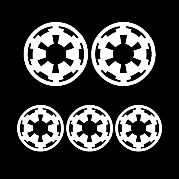 5 stk. De Star Wars Galactic Empire Bil Karosseri Kofanger Vindue Dekoration Dekaler Mærkat Mengxi [L] White