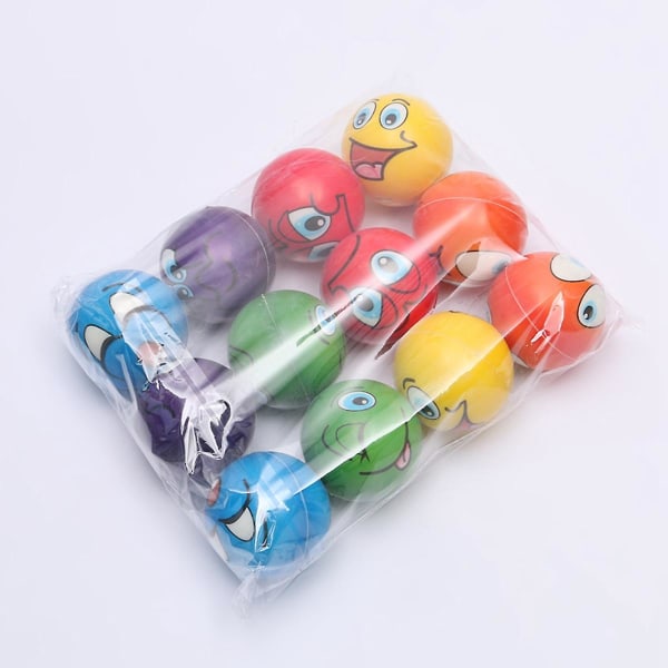 12 kpl 6,3 cm Pehmeä Pu Foam Sponge Expression Grimace Smile Face Squeeze Ball Stress relief pallo[GL] Random Color