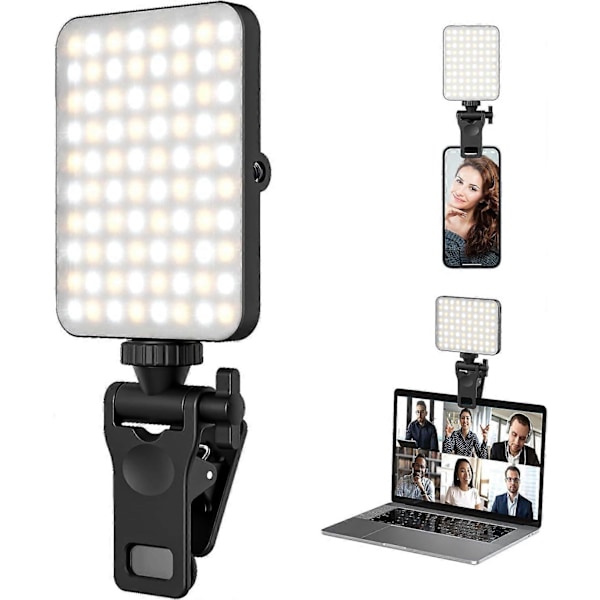 Ladattava Selfie-valo & Puhelinvaloklipsi iPhonelle - Puhelimen LED-valo säädettävällä kirkkaudella, täydellinen selfieihin, meikkiin, TikTokiin, L LGL