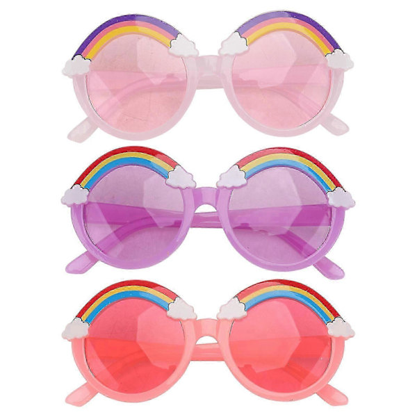 3 st Solglasögon Plastglasögon Glasögon Dekoration för Barn (Lila, Rosa, Röd) (LGL)