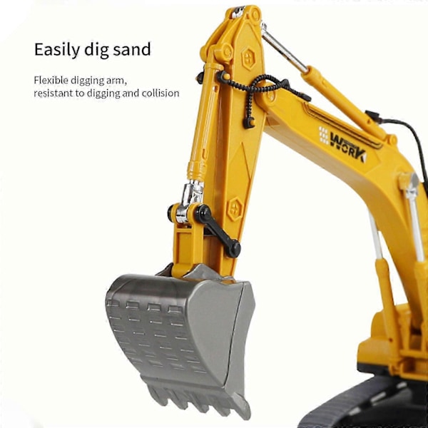 Leksaksbil för barn, grävmaskinsmodell, leksaksbil, ingenjörsbil, leksaksbil, simuleringsprydnad, grävmaskin, ingenjörs-set i pressgjuten metall 241228 LGL Yellow
