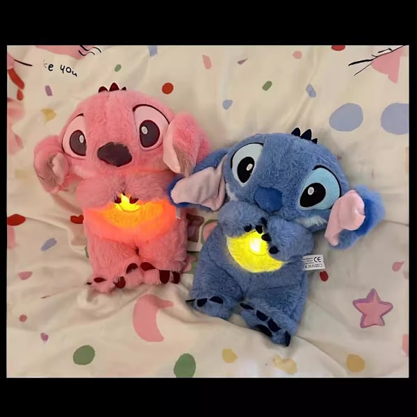 Soothing Stitch Plushies, Angst Relief Stitch, Rytmisk Åndedrætsbevægelse for Børn og Voksne Sovende Blue