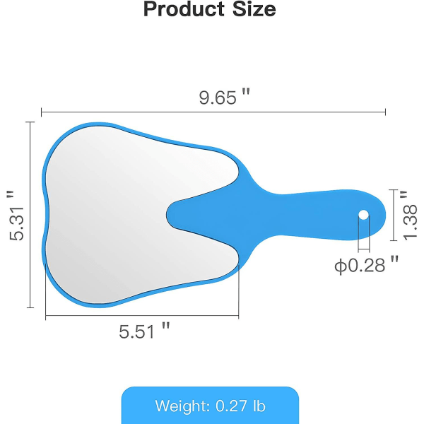 Kätevä pieni käsipeili kahvalla, sininen, hammasmallinen lasten meikkipeili - helppokäyttöinen ja kevyt_SSDLV [LGL]