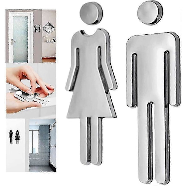 12 cm Toiletskilt, Toilet Husnummer, Rustfrit Stål Skilt 2 stk. Z-Good LGL