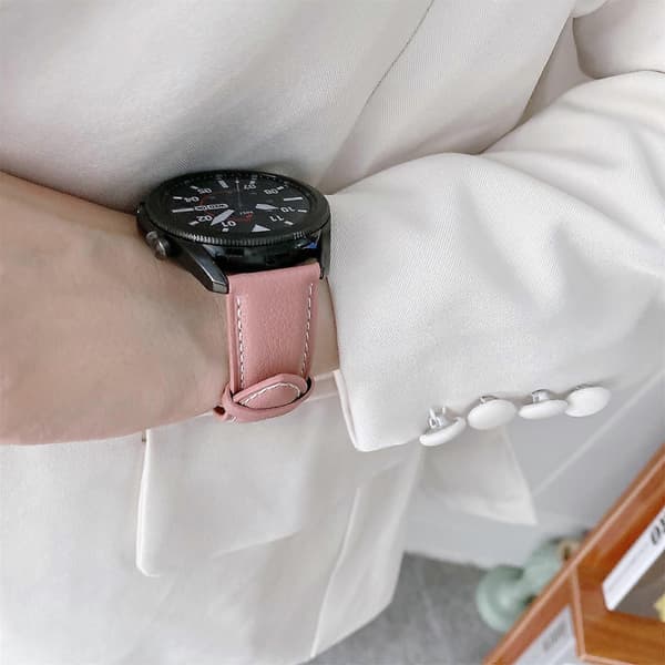 Til Samsung Galaxy Watch3 45mm Læder Sølvspænde Urrem (Sort) (LGL)