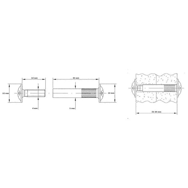Förbindelseskruv Förnicklat stål M4 x 31-40 mm 50 stycken (LGL)