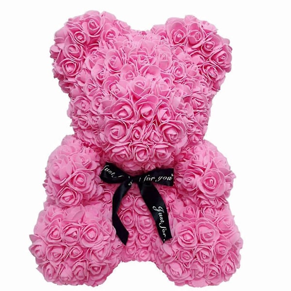 25cm Skumrosbjörn Romantisk Blomsterbjörn för Alla Hjärtans Dag Födelsedag Bröllopsdagar LGL Pink