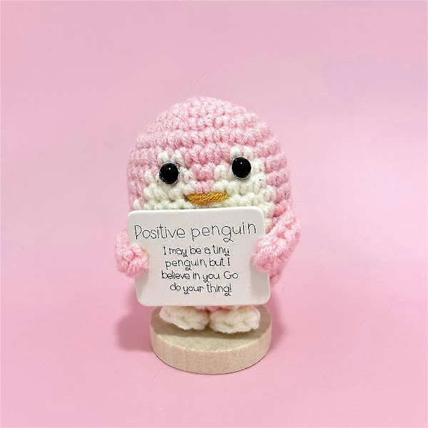 Hauska Positiivinen Neulottu Pingviini Lelu Pieni Nukke Kodin Koristeet Emotionaalinen Tuki Luovat Lahjat LGL Pink