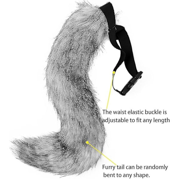 Fuskpäls Rävsvans Katt Varg Cosplay Kostymset Plysch Mask Fluffiga Vantar Handskar Halloween Jul LGL Dark Gray