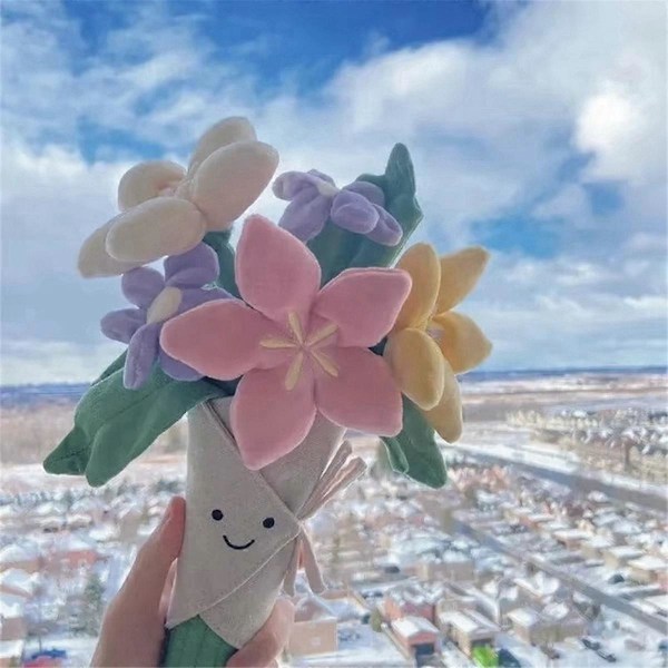 Sjov Jelly Kat med Tulipan i Potte Plys Buket Legetøj Pige Dimission Bryllupsgave Fødselsdagsgave Valentinsdagsgave LGL Photo Color