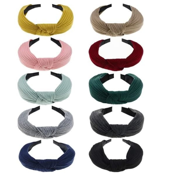 Elastiska pannband - Boho - 10 stycken - 10 färger - Håraccessoar - Vintage stil（FMY） 10 different colors