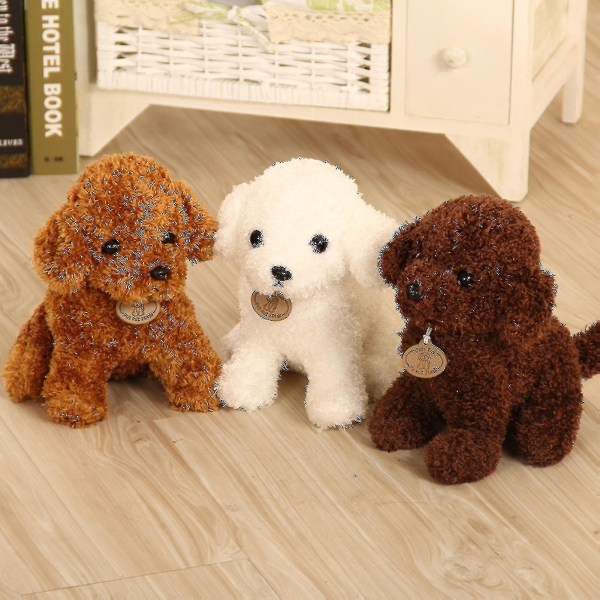 Sinknap Cartoon Cute Poodle Dog Puppy Plush Stuffed Doll Huggable Toy Home Ornament Gift Dark Brown