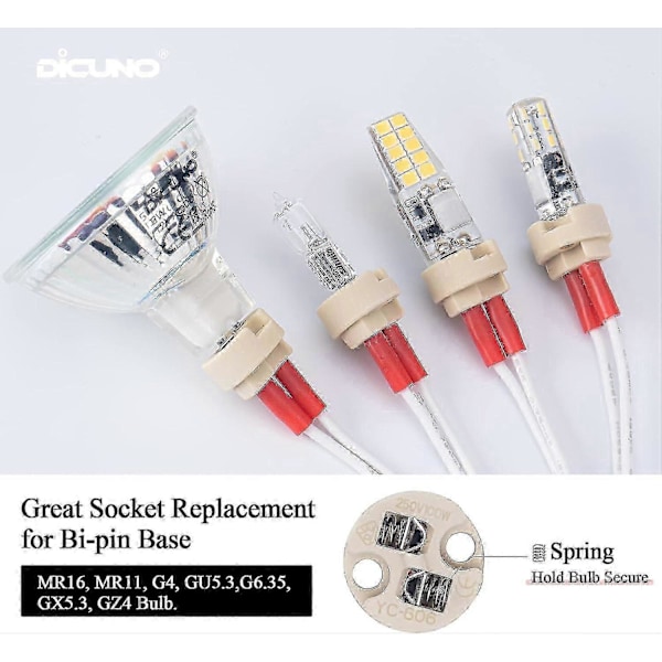 Bi-pin Sockel, G4, Gu5.3, G6.35, Gy6.35, Gx5.3 Mr16, Gz4 Mr11, Halogen Glöd Sockel Keramisk Kropp Lamphållare (12st) (LGL)